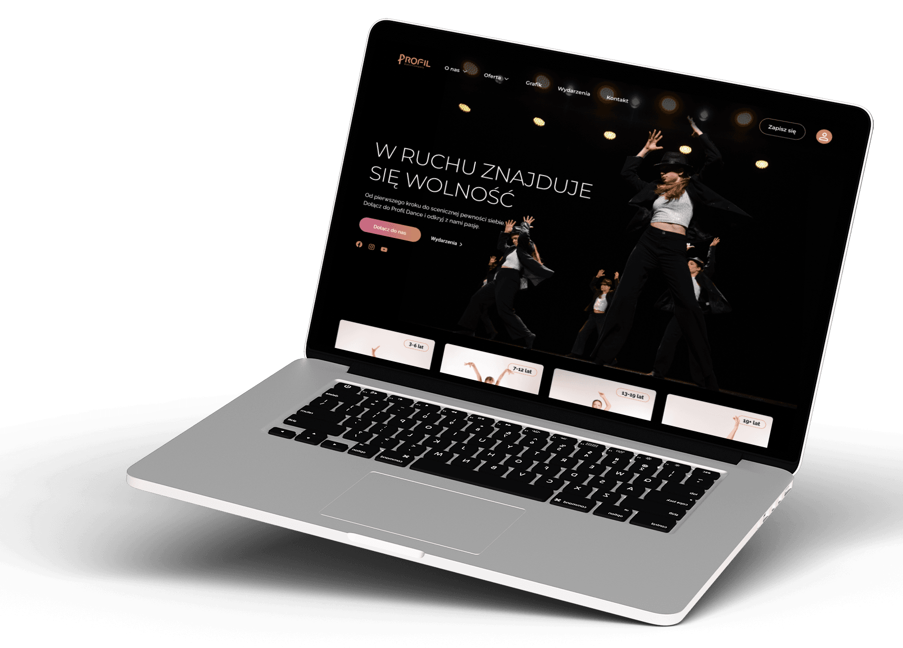 Laptop with dance studio mockup